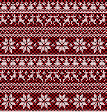 Buffalo Ekoseli 'nde Noel ve Yeni Yıl şablonu örülmüş. Yün örgü süveter tasarımı. Duvar kağıdı ambalaj kağıdı tekstil baskısı.