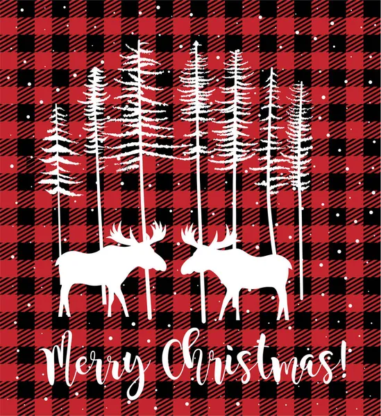 Buffalo Ekoseli 'nde Noel ve Yeni Yıl deseni. Tasarım ve yazdırma için şenlikli arkaplan