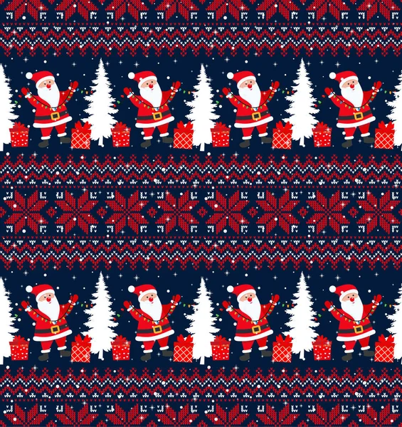 Tricoté Noël Nouvel Modèle Père Noël Conception Pull Tricoter Laine — Image vectorielle
