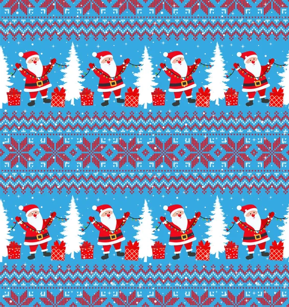 Tricoté Noël Nouvel Modèle Père Noël Conception Pull Tricoter Laine — Image vectorielle