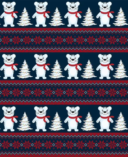 Padrão Natal Ano Novo Tricotado Camisola Tricô Design Papel Parede — Vetor de Stock