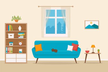 Kış manzarasına açılan bir kapı. Düz çizgi film stili vektör çizimi. EPS 10