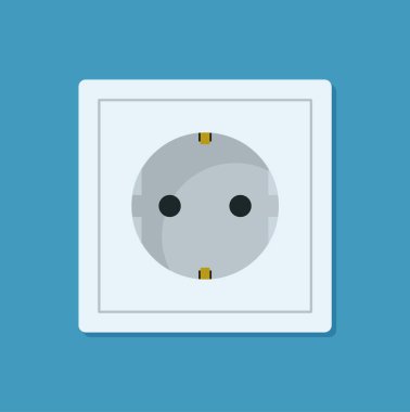 Elektrik prizi. Kablolu duvar soketi. Düz biçimli vektör illüstrasyonuName