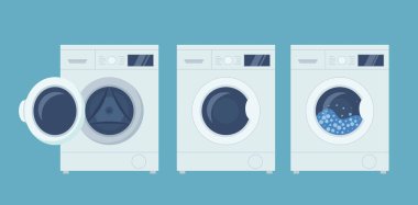 Washing and drying machines. Flat vector illustration. EPS 10