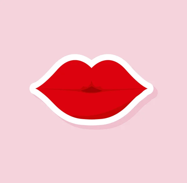 Beijo Dia Dos Namorados Adesivos Férias Estilo Cartoon Ilustração Vetorial —  Vetores de Stock
