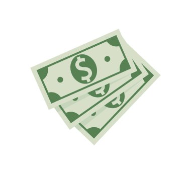 Bir paket dolar. Web için vektör illüstrasyonu, düz tasarımda mobil uygulama. EPS 10