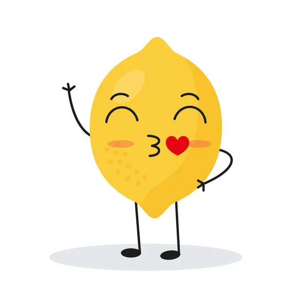 Personagem Limão Feliz Bonito Emoticon Frutas Engraçado Estilo Plano Eps — Vetor de Stock