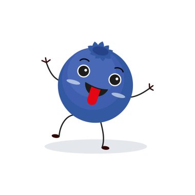 Sevimli mutlu yaban mersini karakteri. Düz stil ile komik meyve simgesi. 10 saniye.