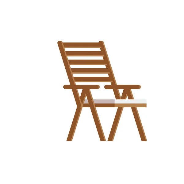 Chaise Pliante Jardin Bois Isolé Sur Fond Blanc Illustration Vectorielle — Image vectorielle