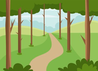 Doğada çadırı olan bir kamp ve ateş. Düz bir şekilde vektör illüstrasyonu. Eps 10