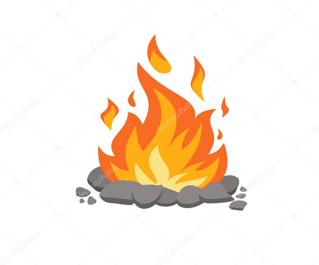 Bonfire isolated on white background. Vector illustration in a flat style. eps 10