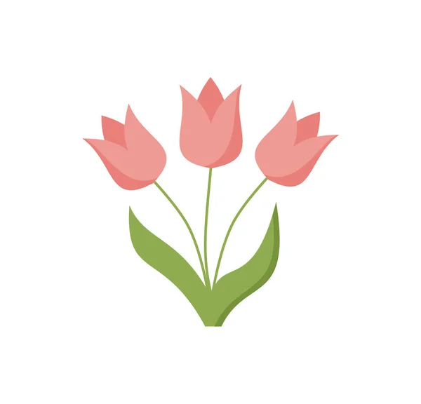 白い背景に平らなアイコンチューリップが咲きます 3月8日 女性の春の日 Eps — ストックベクタ