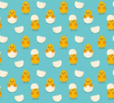 Tavuklar kusursuz desen. Paskalya için kutlama vektör arkaplanı. Eps 10