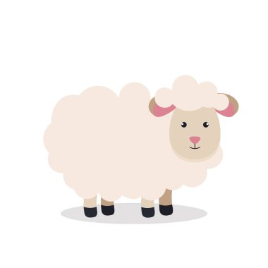 Beyaz arka planda izole edilmiş düz tarzda şirin koyunlar Eps 10