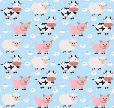 İneklerde kusursuz çocuksu bir şekil. Vektör çizimi. Eps 10