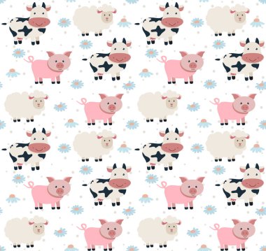 İneklerde kusursuz çocuksu bir şekil. Vektör çizimi. Eps 10