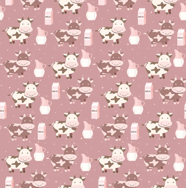 Cute Seamless Childish Pattern Cows Vector Illustration Eps — ストックベクタ