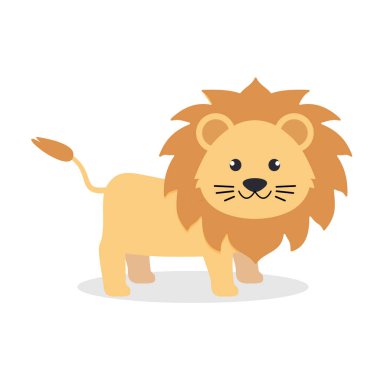 Sevimli aslan. Afrika Hayvanı. Düz bir şekilde vektör illüstrasyonu. Eps 10