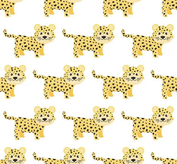 Patrón Sin Costuras Leopardos Ilustración Vectorial Estilo Plano Eps — Vector de stock