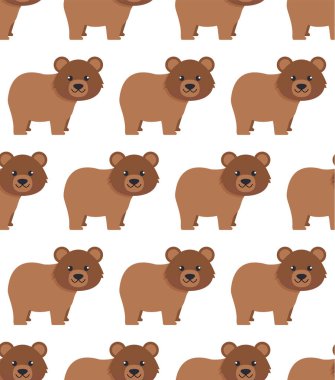 Ayılarda kusursuz desen. Düz bir şekilde vektör illüstrasyonu. Eps 10