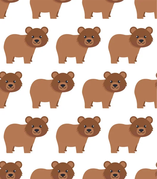 Seamless Pattern Bears Vector Illustration Flat Style Eps — стоковый вектор