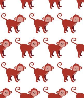 Maymunlar kusursuz desen. Düz bir şekilde vektör illüstrasyonu. Eps 10