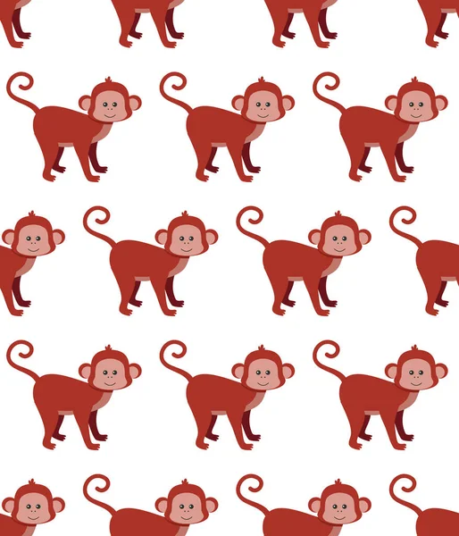 Maymunlar kusursuz desen. Düz bir şekilde vektör illüstrasyonu. Eps 10