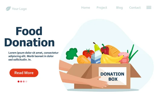 Food Grocery Donation Concept Charity Food Donation Needy People Volunteering — Stock Vector