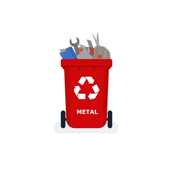 Waste Segregation Sorting Garbage Material Type Colored Trash Cans Waste — Vector de stock