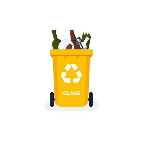 Waste Segregation Sorting Garbage Material Type Colored Trash Cans Waste — Vector de stock