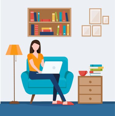 Bilgisayarlarla çalışan bir kadın, ev ofisi ya da serbest çalışan. Kendi ofisinde bilgisayar ve öğrenci işleri için çalışan bir şirket çalışanı olabilir. Servis, çağrı merkezi ve destek. Eps 10