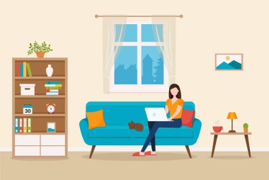 Bilgisayarlarla çalışan bir kadın, ev ofisi ya da serbest çalışan. Kendi ofisinde bilgisayar ve öğrenci işleri için çalışan bir şirket çalışanı olabilir. Servis, çağrı merkezi ve destek. Eps 10