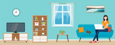 Bilgisayarlarla çalışan bir kadın, ev ofisi ya da serbest çalışan. Kendi ofisinde bilgisayar ve öğrenci işleri için çalışan bir şirket çalışanı olabilir. Servis, çağrı merkezi ve destek. Eps 10