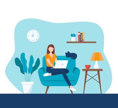 Bilgisayarlarla çalışan bir kadın, ev ofisi ya da serbest çalışan. Kendi ofisinde bilgisayar ve öğrenci işleri için çalışan bir şirket çalışanı olabilir. Servis, çağrı merkezi ve destek. Eps 10