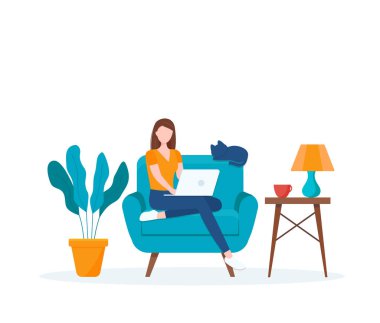 Bilgisayarlarla çalışan bir kadın, ev ofisi ya da serbest çalışan. Kendi ofisinde bilgisayar ve öğrenci işleri için çalışan bir şirket çalışanı olabilir. Servis, çağrı merkezi ve destek. Eps 10