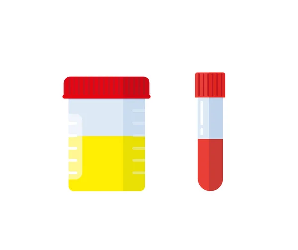 Medical Analysis Laboratory Test Urine Stool Blood Plastic Jars Vector — Stock Vector