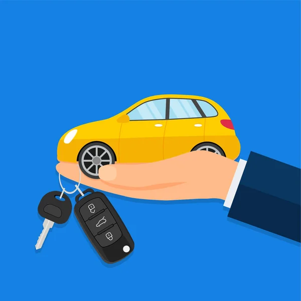 Buying Car Dealer Buyer Hand Car Showroom Flat Vector Illustration —  Vetores de Stock