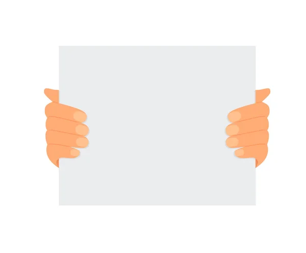 Flat Illustration Hands Holding Sheet Paper Place Text White Background — 스톡 벡터