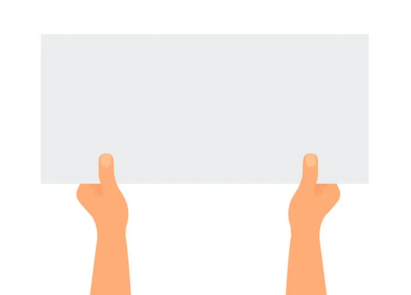 Flat Illustration Hands Holding Sheet Paper Place Text White Background — Stok Vektör