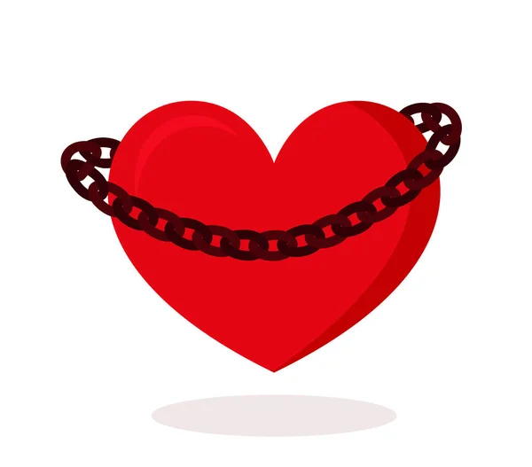 Locked Heart Heart Wrapped Chains Heart Golden Chains Vector Illustration — Stockový vektor