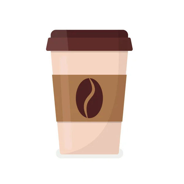 背景にはコーヒーカップベクトルイラスト フラットスタイルのホットコーヒーとプラスチックコーヒーカップ Eps — ストックベクタ