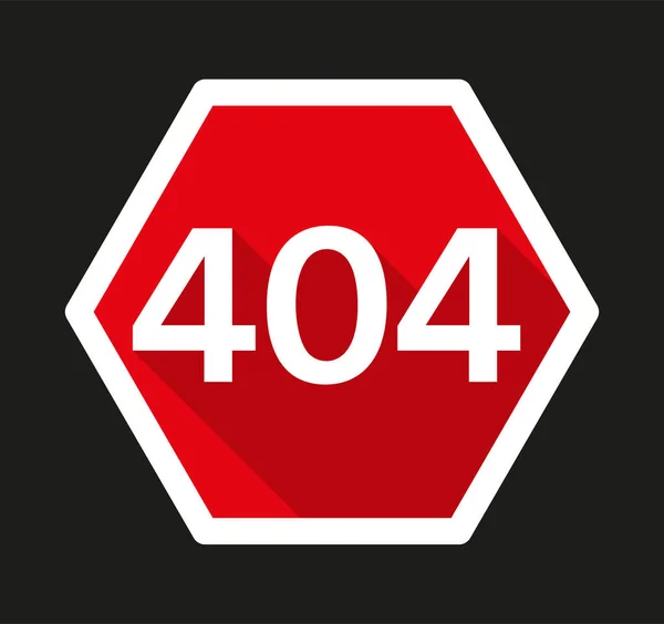 Red 404 Error Page Found Long Shadow Flat Style Vector — Stock Vector