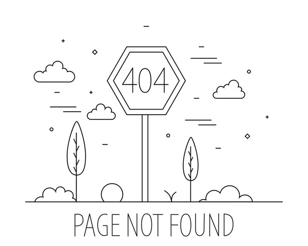 404 Seite Nicht Gefunden Zeilenkunst Fehler 404 Vektorabbildung Eps — Stockvektor