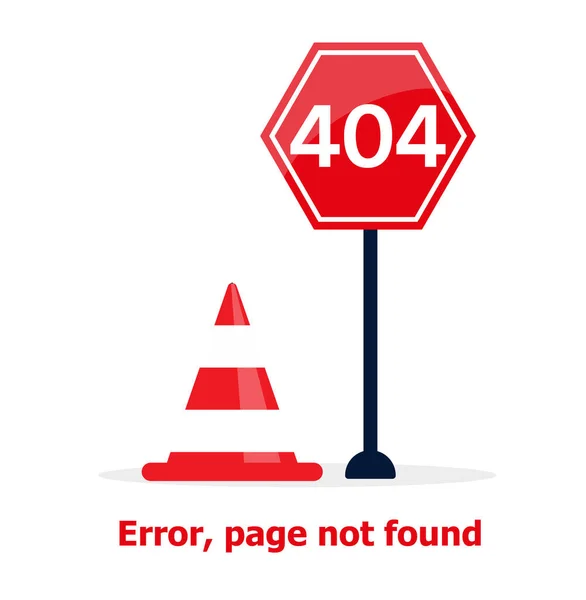 Red 404 Error Page Found Long Shadow Flat Style Vektor — Stock Vector