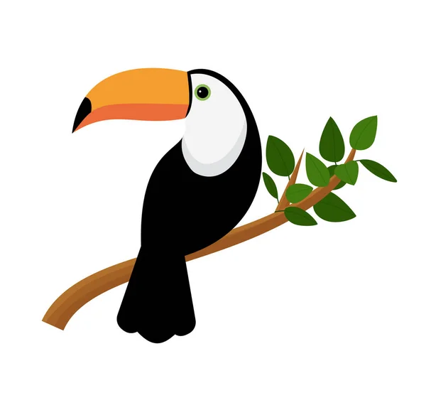 Vector Image Bright Tropical Toucan Bird White Background Colorful Icon — Stock Vector