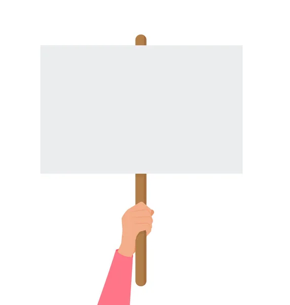 Empty Sign Hand Hands Holding Blank Protest Poster Cartoon Vector — Stock Vector