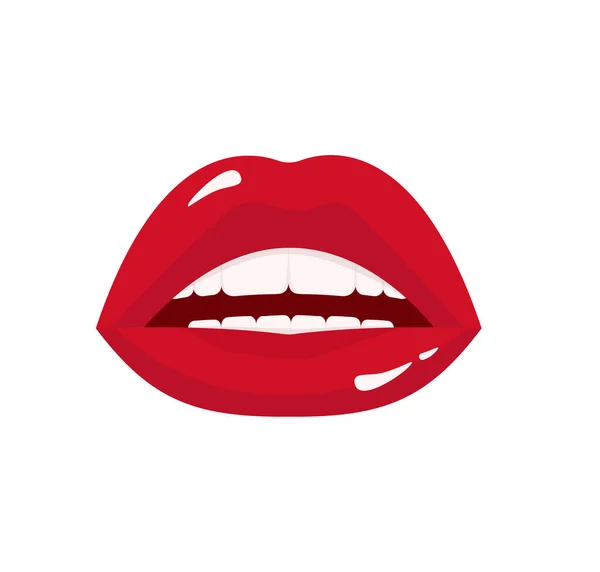 Des Lèvres Rouges Féminines Les Émotions Des Lèvres Femme Souriez — Image vectorielle
