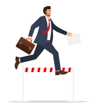 İş adamı başarılı ofis çalışanı iş adamı liderliği stratejisi yatay fotokopi alanı düz vektör ilülasyonu 10 puan