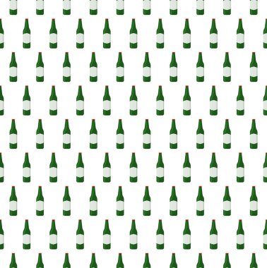 Seamless pattern beer bottles with label and glass beer mug bottles with different types of beer alcohol drink vector illustration on white background Eps 10