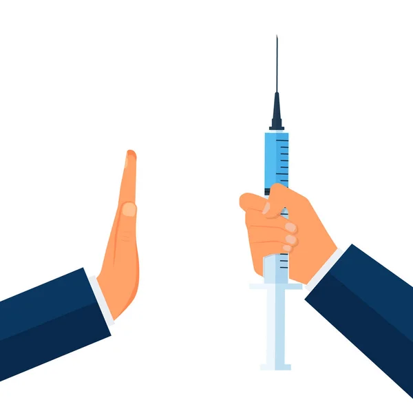 Syringe Vaccination Vial Red Forbidden Sign Vaccine Symbol Vector Illustration — Stock Vector